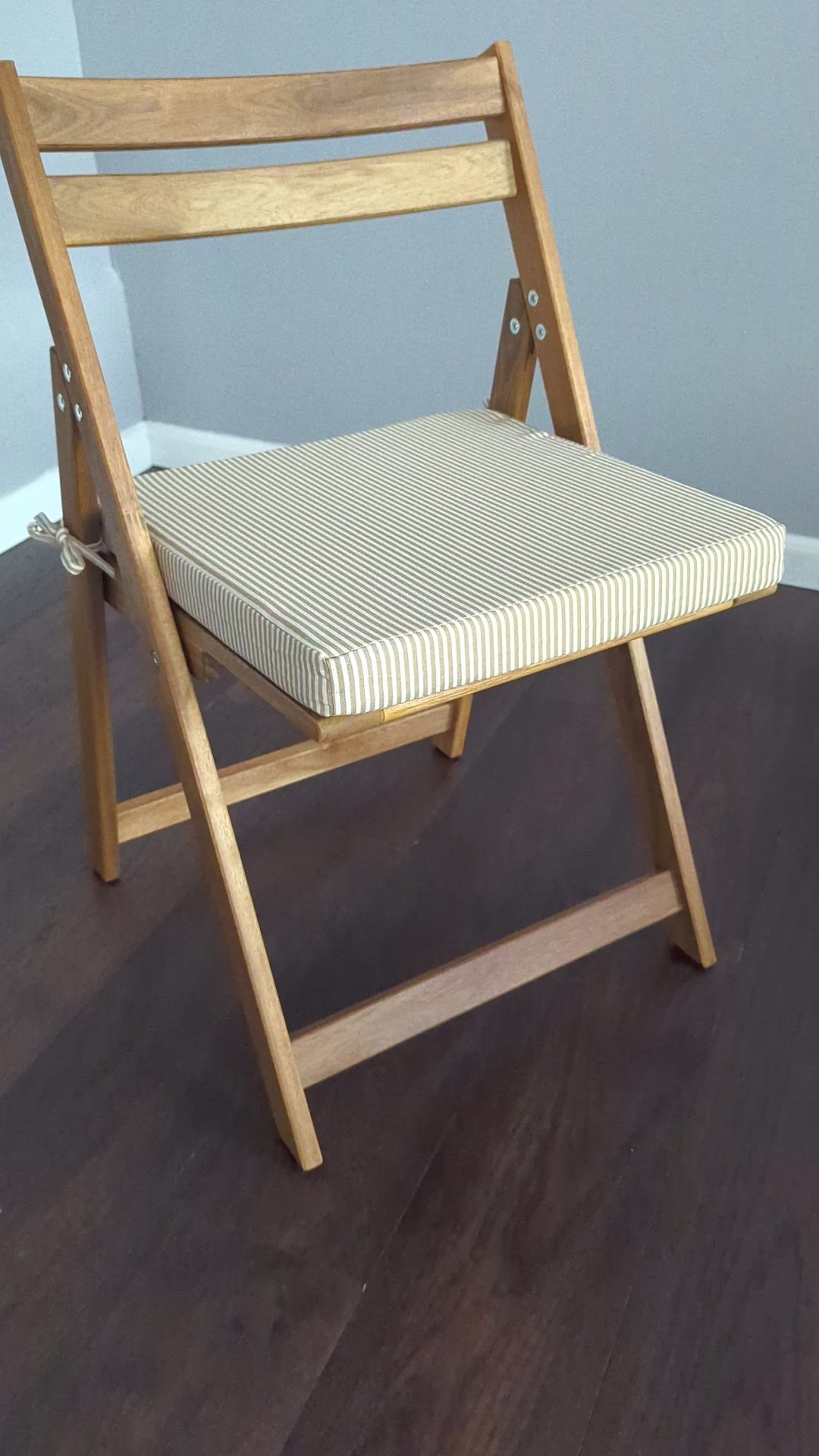 2er-Set, quadratische Stuhlauflagen für den Außenbereich, beige gestreift, abnehmbare Bezüge